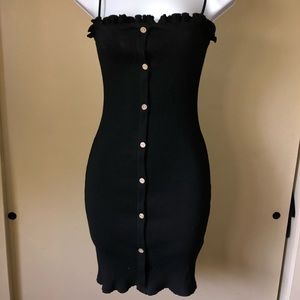 Black ribbed mini dress
